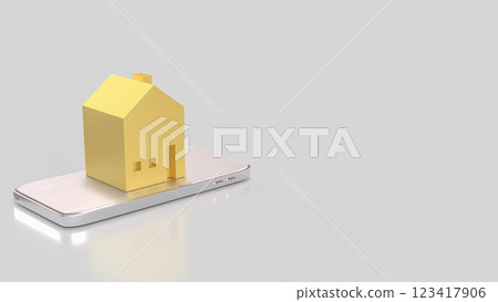 The House on mobile for property or real estate  concept 3d Rendering. 123417906