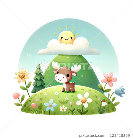 cute moose in the field cute moose in the field 123418209