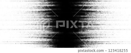 Grunge halftone scratch background. Jagged grit noise texture. Dotted pop art sandy glitch wallpaper. Retro pixelated backdrop. Anime manga style comic overlay. Vector graphic design halfton template 123418255