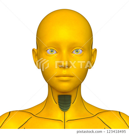 女性機器人臉部特寫 123418495