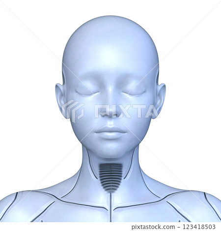 Female cyborg face close-up Female cyborg face close-up 123418503