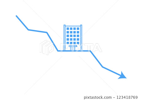 Illustration of an apartment icon and a falling graph 123418769
