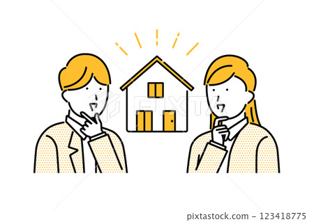 Illustration of a young couple happy to find their ideal home 123418775