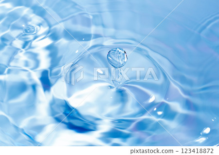 Drops of water falling on the surface of the water. 123418872