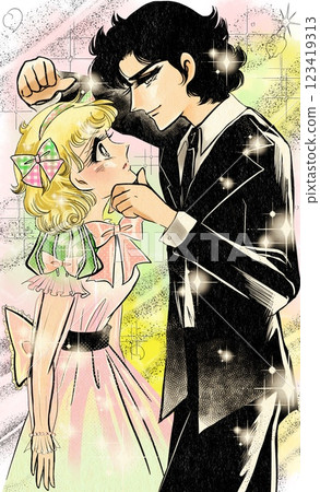 昭和少女漫畫中常見的年輕情侶恩愛場景,抓下巴、推牆 昭和少女漫畫中常見的年輕情侶恩愛場景,抓下巴、推牆 123419313