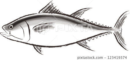 水墨風格的鮪魚插圖 水墨風格的鮪魚插圖 123419374