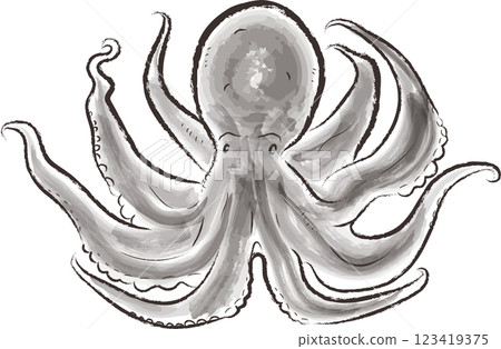 Octopus illustration in ink painting style 123419375