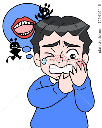 Illustration of a middle-aged man with a cavity 123419446