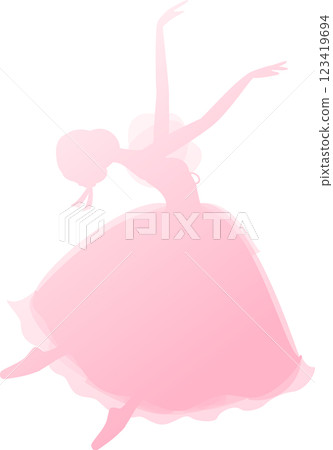 芭蕾舞女演員的淡粉紅色輪廓，漸變，芭蕾，吉賽兒的鄉村女孩 123419694