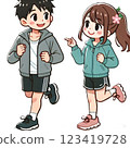 A simple and cute illustration of a couple of men and women enjoying running (no background) 123419728
