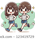 A simple and cute illustration of a couple of men and women enjoying running (no background) 123419729