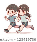 A simple and cute illustration of a couple of men and women enjoying running (no background) 123419730