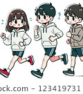 A simple and cute illustration of a couple of men and women enjoying running (no background) 123419731