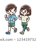 A simple and cute illustration of a couple of men and women enjoying running (no background) 123419732