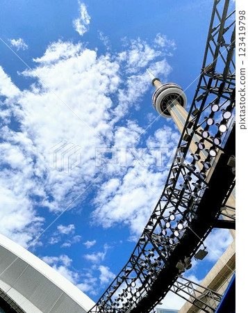 Tower shining against the blue sky Tower shining against the blue sky 123419798