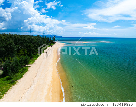 Aerial view of beautiful sea in summer season sky background,Drone view Waves water surface texture on sunny tropical ocean in Phuket island Thailand Aerial view of beautiful sea in summer season sky background,Drone view Waves water surface texture on sunny tropical ocean in Phuket island Thailand 123419889