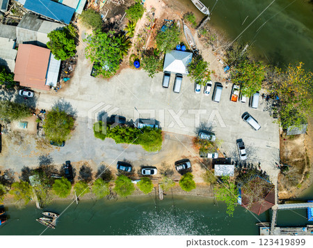 Aerial View top down boats parking in harbor,Transportation and travel background,Beautiful sea in summer season,car parking in harbor at Thailand Aerial View top down boats parking in harbor,Transportation and travel background,Beautiful sea in summer season,car parking in harbor at Thailand 123419899