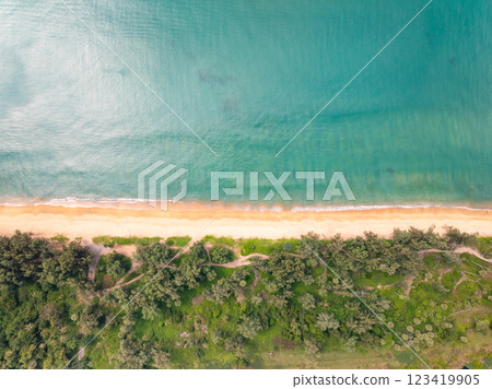 Top view Beautiful beach nature sea,Amazing landscape sea in summer background 123419905