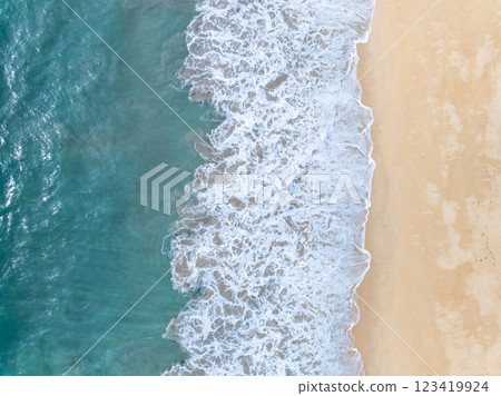 Top view Beautiful beach nature sea,Amazing landscape sea in summer background 123419924
