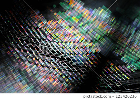 一張蜘蛛網的特寫，在早晨的陽光下閃著彩虹色 123420236