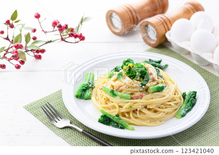 Taste of Spring: Rape Blossom Cream Pasta Taste of Spring: Rape Blossom Cream Pasta 123421040