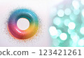 Bokeh background and donut-shaped rainbow with margins AI-generated image (Adobe Firefly) 123421261