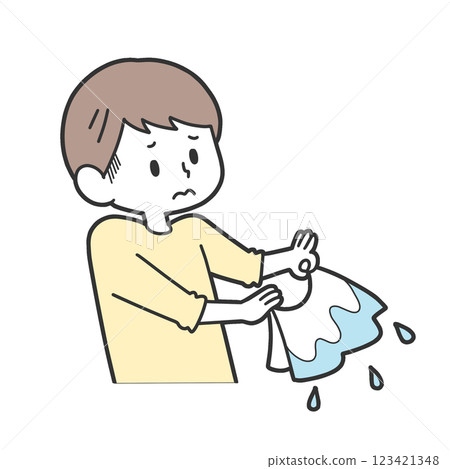 A boy with sensory hypersensitivity who hates touching wet cloth 123421348
