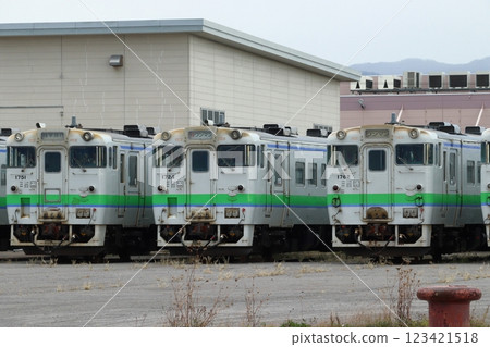JR Hokkaido Kiha 40 series train parked at Hakodate Pier 123421518