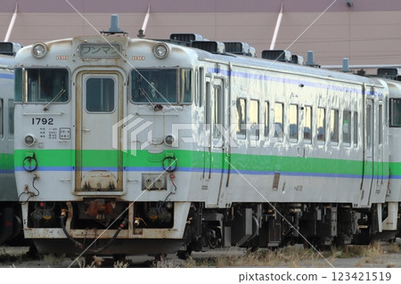 JR Hokkaido Kiha 40 series train parked at Hakodate Pier 123421519