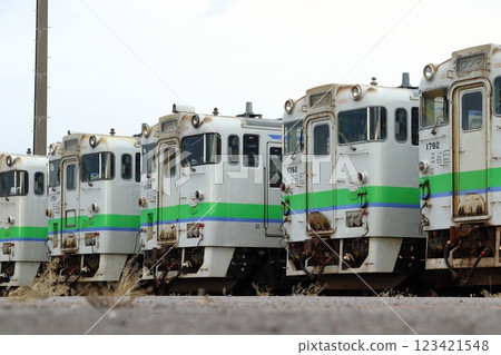 JR Hokkaido Kiha 40 series train parked at Hakodate Pier 123421548
