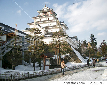 Exit from the castle tower at Aizuwaka Castle ruins 123421765