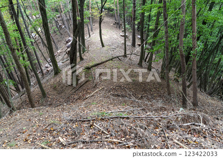 Mizuban Castle ruins: A moat remains on the back strait 123422033