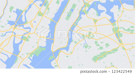 Layered editable vector streetmap of Newyork,USA,which contains lines and colored shapes for lands,roads,rivers and parks. 123422549