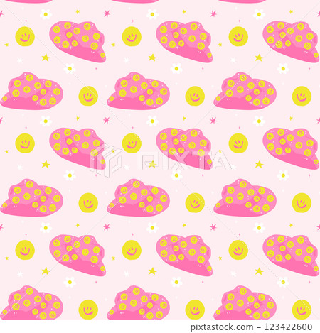 Retro Groovy Cowgirl Hat Hot Pink Seamless Pattern, Girly Western Retro Wallpaper isolated on background Retro Groovy Cowgirl Hat Hot Pink Seamless Pattern, Girly Western Retro Wallpaper isolated on background 123422600