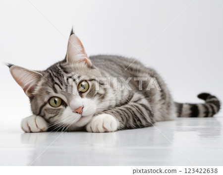 躺著的黑貓和白貓 123422638