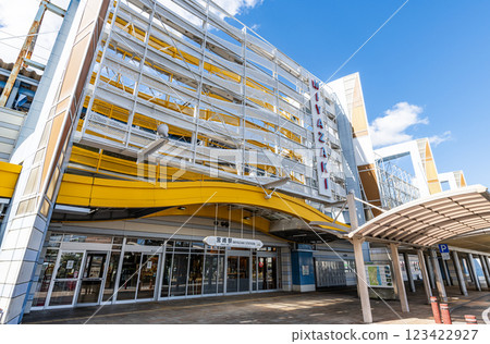 JR Miyazaki Station (East Exit) on a sunny day in Miyazaki City, Miyazaki Prefecture 123422927