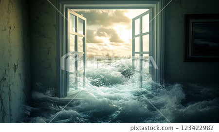 flood water enters the room through the window bad dream flood water enters the room through the window bad dream 123422982