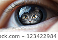 Cat Inside iris of human eye reflection 123422984
