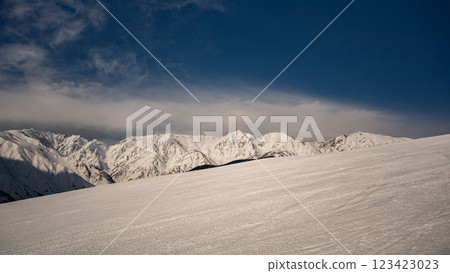 長野縣白馬村的滑雪場和北阿爾卑斯山脈 長野縣白馬村的滑雪場和北阿爾卑斯山脈 123423023