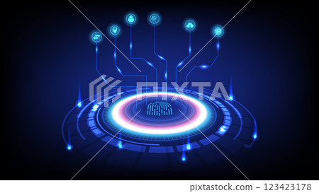 Fingerprint scan for secure access technology connection. 123423178