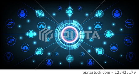 Fingerprint scan for secure access technology connection. Fingerprint scan for secure access technology connection. 123423179