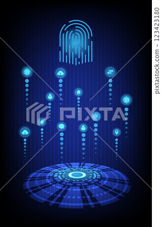 Fingerprint scan for secure access technology connection. 123423180