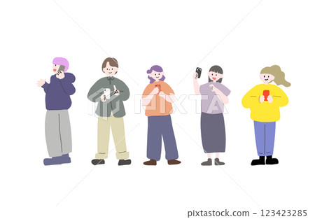 People with smartphones, whole body 123423285
