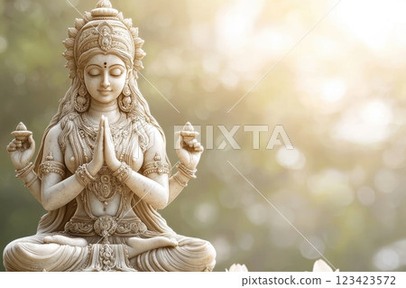 Divine essence: Portrait of Goddess Parvati, reflecting her majestic presence and spiritual grace, embodying the attributes of love, fertility, and devotion in a sacred and revered depiction. 123423572
