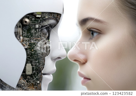 Cognitive evolution: artificial intelligence robotics, highlighting the rise of cyborgs, AI-driven systems, and technological advancements shaping the future of human machine collaboration. 123423582