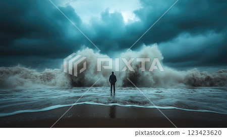 Philosophical dread: An artistic representation of existential fear, profound anxieties and questions about meaning and existence that haunt the human condition through evocative imagery. 123423620