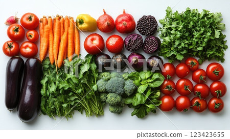 Fresh produce: A collection of vegetables set against a white backdrop, showcasing a diverse range of vegetables in various forms and colors, emphasizing their freshness and natural appeal. Fresh produce: A collection of vegetables set against a white backdrop, showcasing a diverse range of vegetables in various forms and colors, emphasizing their freshness and natural appeal. 123423655