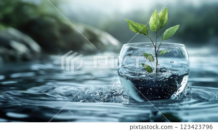 Water awareness day: sustainable practices, global unity, freshwater protection, environmental stewardship, hydrological cycle, clean preservation, ecosystem balance, collective action, planet care. 123423796