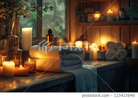 令人放鬆的燭光水療空間 123423840