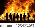 Fireworks night: Guy Fawkes Night, known for bonfires and dazzling fireworks across UK, 5 November, tradition rich in history, communal spirit, bringing people together in celebration. 123423863